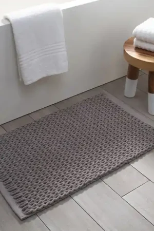 Braided 20" x 32" Cotton/Micro Poly Bath Mat - Marble Gray Markdown