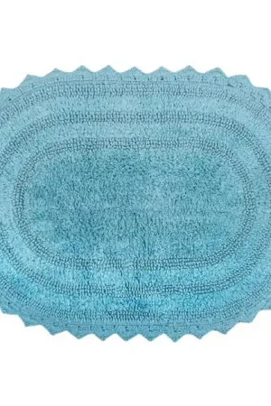 Final Sale DII Cameo Blue Large Oval Crochet Bath Mat