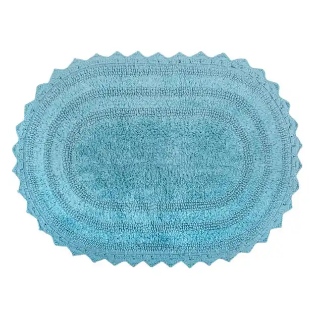 Final Sale DII Cameo Blue Large Oval Crochet Bath Mat