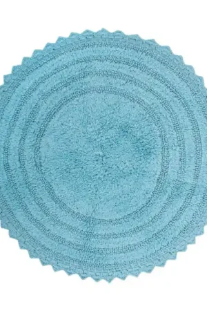 DII Cameo Blue Round Crochet Bath Mat Save Now