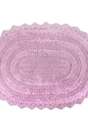 Brand New DII Mauve Small Oval Crochet 24" x 17" Bath Mat