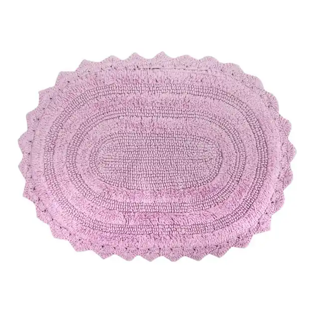 Brand New DII Mauve Small Oval Crochet 24" x 17" Bath Mat
