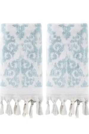 Express Delivery Mirage Fringe Hand Towel 2-Pack in Aqua
