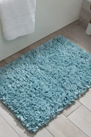 Petal 20" x 30" Poly/Cotton Bath Mat - Light Blue Best Price