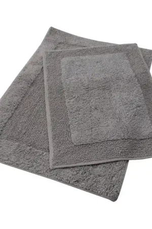 Brighton 20" x 30"/17" x 24" Cotton Bath Mats Set of 2 - Gray Brand New