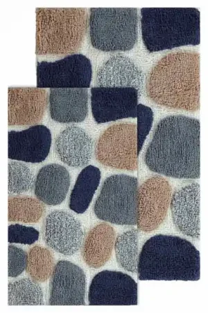 21" x 34" & 24" x 40" Pebbles Blue Sienna Two-Piece Bath Rug Set Bargain
