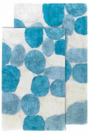 21" x 34" & 24" x 40" Pebbles Aquamarine Two-Piece Bath Rug Set Hot Deal