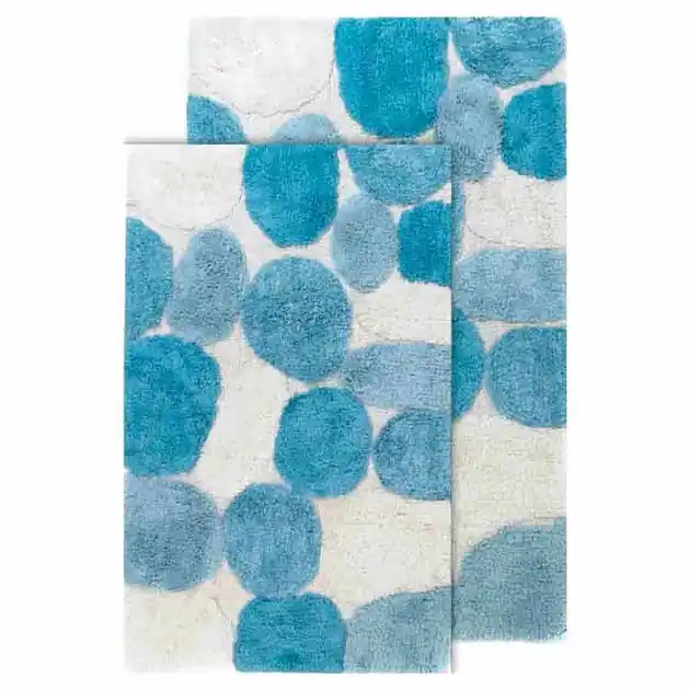 21" x 34" & 24" x 40" Pebbles Aquamarine Two-Piece Bath Rug Set Hot Deal
