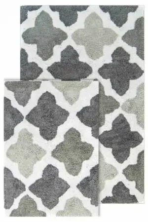 21" x 34" & 17" x 24" Alloy Moroccan Tiles Gray Two-Piece Bath Rug Set Buy Online