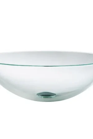 16.5" Round Crystal Clear Glass Bathroom Vessel Sink Authentic