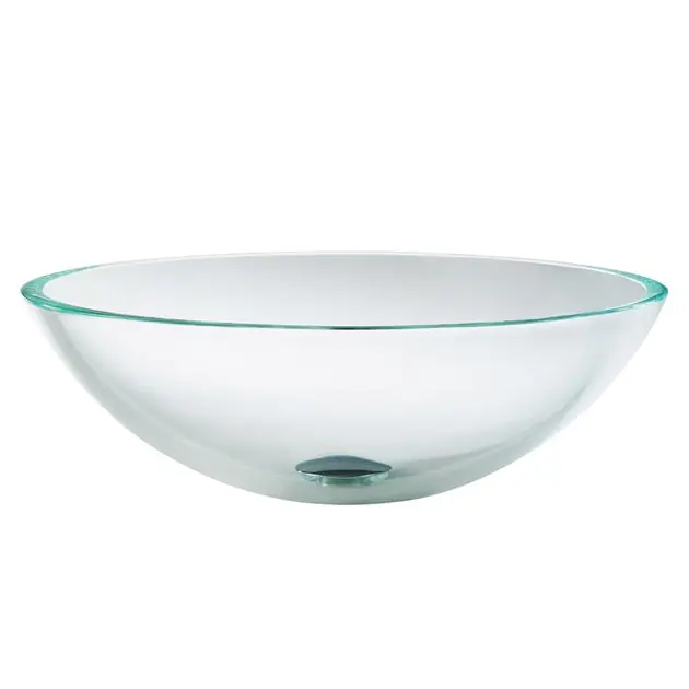 16.5" Round Crystal Clear Glass Bathroom Vessel Sink Authentic