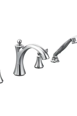 Worldwide Shipping Wynford Two Handle Roman Tub Faucet with Lever Handles/Handshower